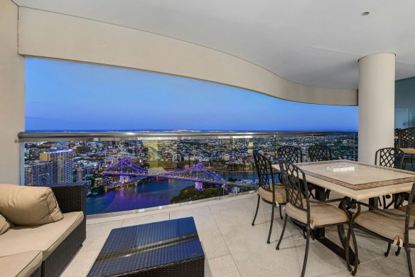 Peter and Kirilly bought a $2.7 million pad in Brisbane’s Riparian Plaza last year.