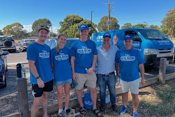 Tim Wilson (second from right) posing with campaign staff.