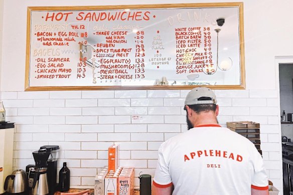 The menu at Applehead Deli in Mentone.
