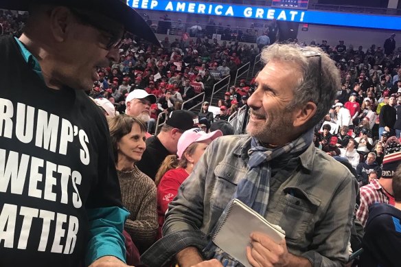 Author Carl Hoffman at a 2019 Trump rally