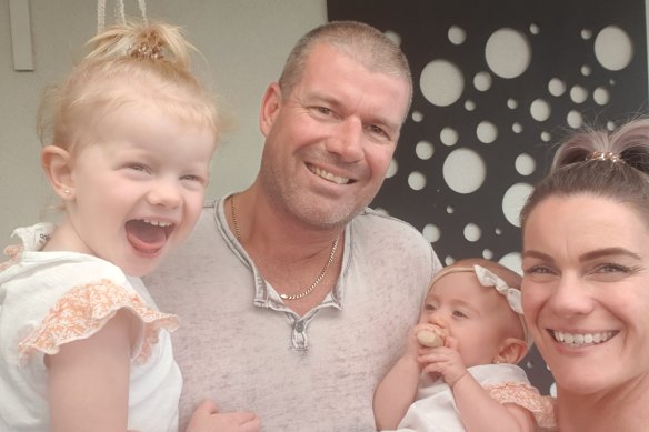 Heidi and Dean Stevens with their daughters Elsa Jodi, 2, and Sianna, 6 months.