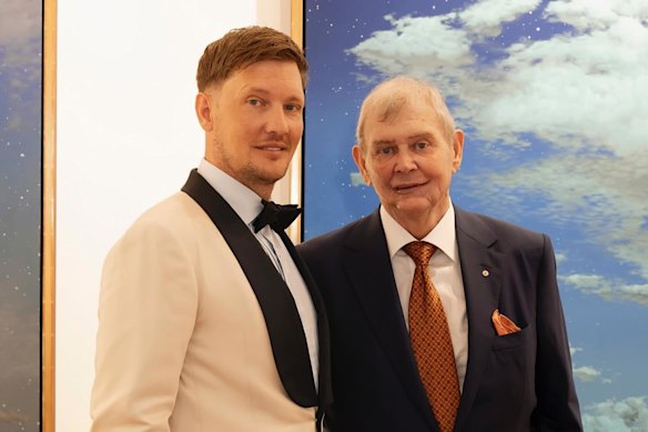 John Farnham with his son Rob on Rob’s wedding day.