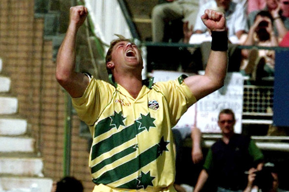The great Shane Warne after dismissing Gary Kirsten in the ’99 semi.