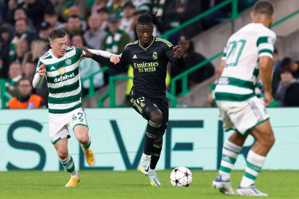 Eduardo Camavinga faced Aaron Mooy’s Celtic in the UEFA Champions League.