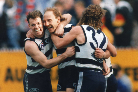 Michael Mansfield, Gary Ablett and Garry Hocking in 1994.