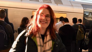 Commuter Julia Hood gives the Sydney Metro Northwest the thumbs up.