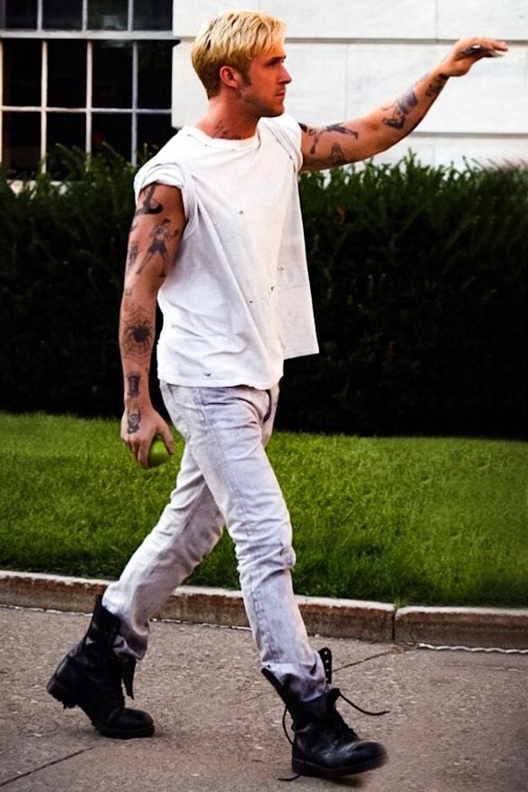 Heuston takes footwear cues from Ryan Gosling’s look in The Place Beyond the Pines.