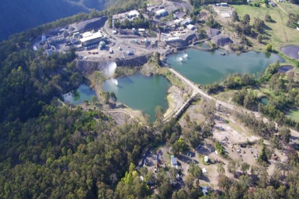 An aerial view of Larvotto Resources’ Hillgrove antimony-gold mine site.
