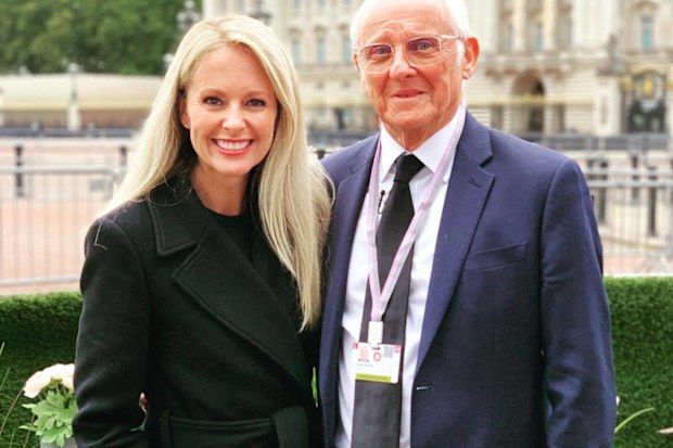 Royal correspondent Victoria Arbiter and her father, former royal household employee-turned royal commentator Dickie Arbiter, outside Buckingham Palace.