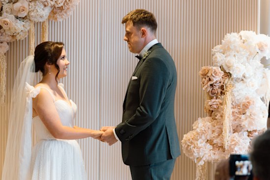 Polly and Riley opted for a registry office wedding.