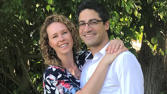 Rachael Scharrer and her partner Bachir.