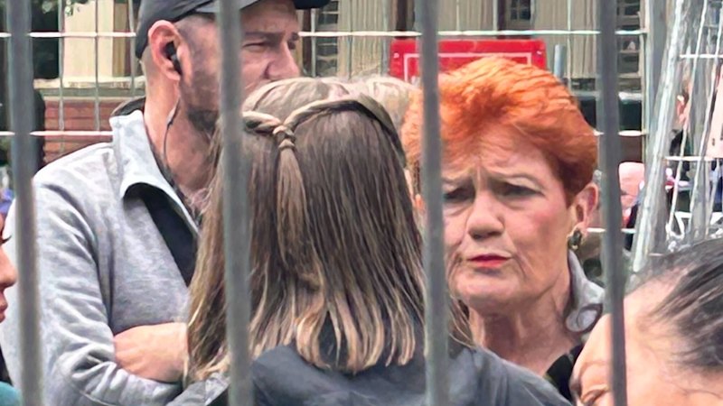 Pauline Hanson speaks at anti-immigration rally in Melbourne’s CBD