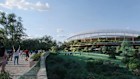Artist impressions of the Brisbane Stadium, to be built at Victoria Park for the 2032 Olympic and Paralympic Games.