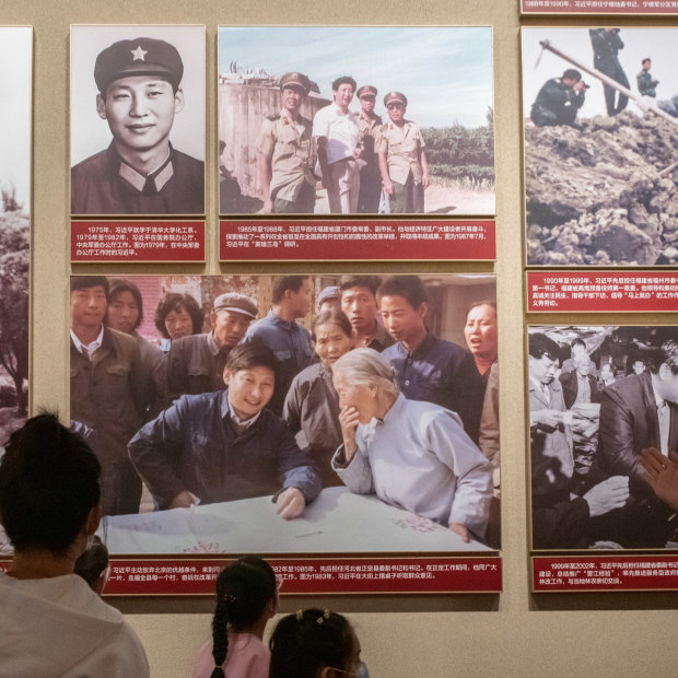 Children learn the life story of their leader, Xi Jinping, at the Museum of the Chinese Communist Party in Beijing in October.