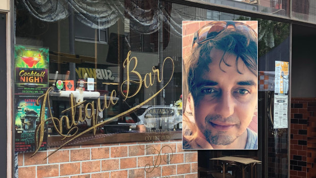 Antique Bar in Elsternwick where Spiro Boursine (inset) died on Saturday.