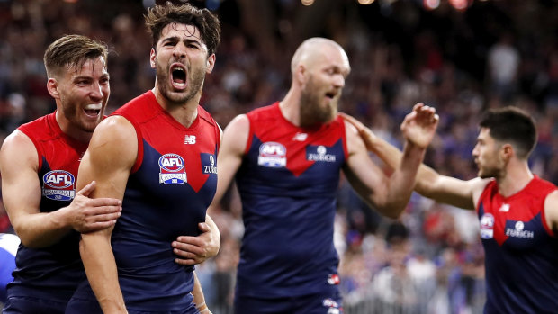 A Christian Petracca-inspired Melbourne stormed to victory over the Western Bulldogs.