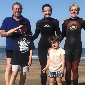 Brian and Sue Bathgate, pictured with Chantelle James and her sons Ethan, 11, and Louis, 5, in Devon last year.