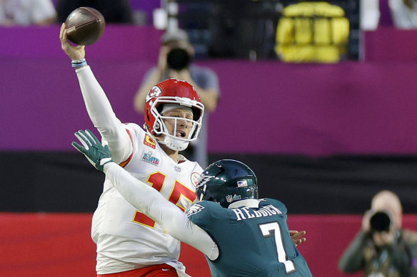 Patrick Mahomes throws a pass during last season’s Super Bowl.