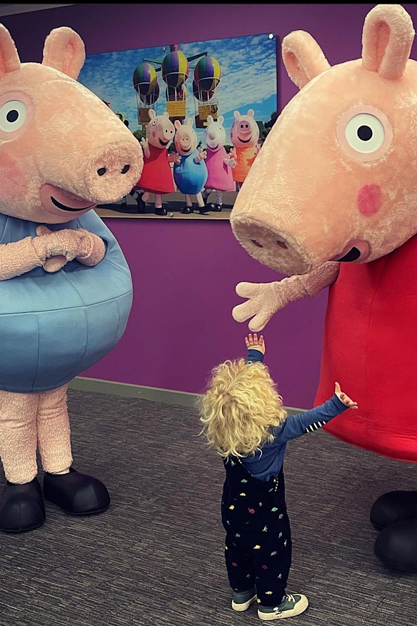 Wilfred Johnson, son of British Prime Minister Boris Johnson and Carrie Johnson visiting Peppa Pig World this week.