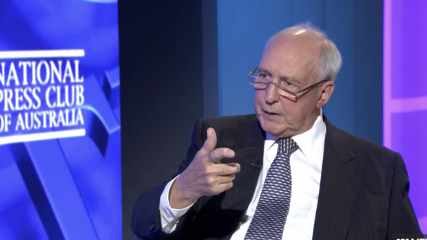 Former prime minister Paul Keating  delivers his address to the National Press Club on Wednesday.