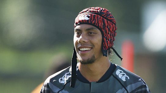 Jarome Luai at Wests Tigers training on Wednesday.