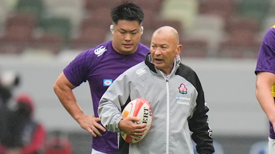 Eddie Jones and his Japan team on Saturday.