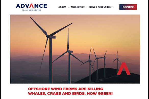 Screenshot from an Advance social media campaign against offshore windfarms. 