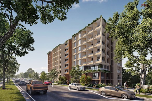 Este bloco de apartamentos em Gordon, mostrado como uma impressão artística, é o primeiro projeto a obter aprovação de desenvolvimento após ser acelerado pela Housing Delivery Authority.