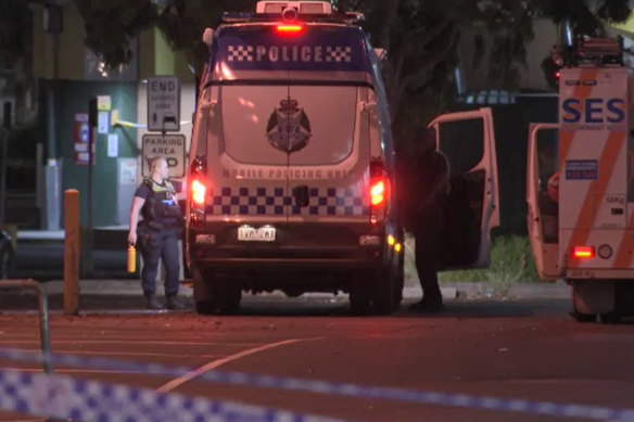 Police at the scene of the stabbing in St Albans. 