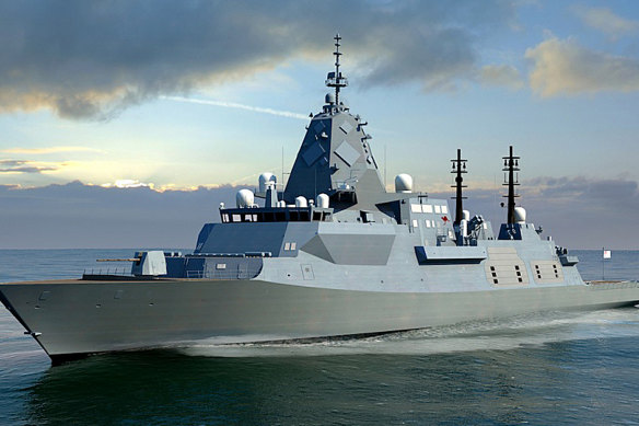 A digital illustration of the planned Hunter-class frigate, which the government is considering cutting back from nine to six.