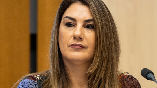 Lidia Thorpe at yesterday’s Senate hearing.