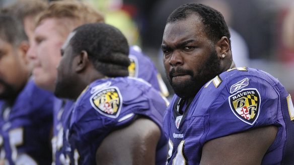 Oher during a game for the Baltimore Ravens in 2010.