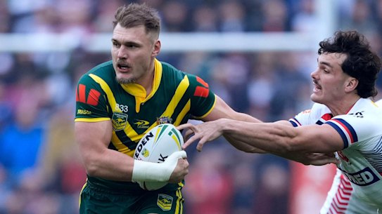 Angus Crichton in action for the Kangaroos.