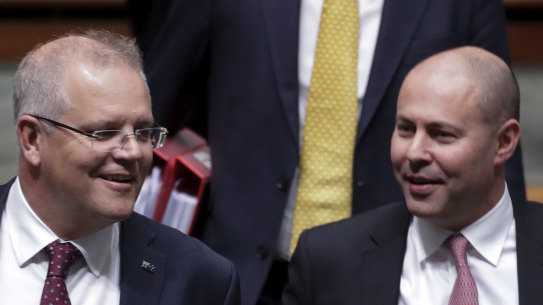 Holding the line: Prime Minister Scott Morrison and Treasurer Josh Frydenberg.