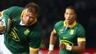 Duane Vermuelen charges forward on one of the Boks’ many rampaging runs.