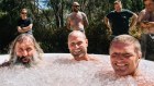 Mark Kluwer, Kane Johnson and Trevor Hendy demonstate the benefits of an ice bath.