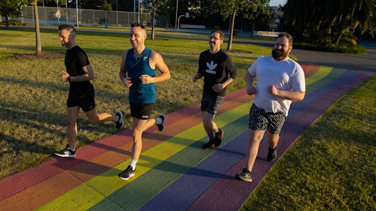 Progress: Sydney Queer Irish members Brian Parkinson, Fergal Quill, Ryan Bunker, and Brian Murphy train for the City2Surf.