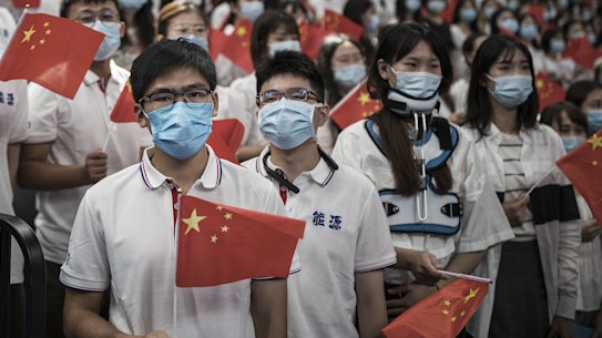 Chinese graduate students in Wuhan last year. 