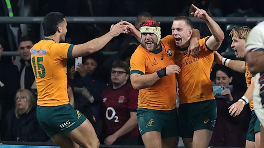 All smiles after Max Jorgensen’s try.