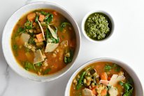 Spiced chickpea and vegetable soup.