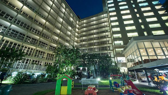 There are 25,000 vertical graveyards at the Memorial Necropole Ecumenica in Santos, Brazil. The vintage car museum sits under the glass chapel on the right.
