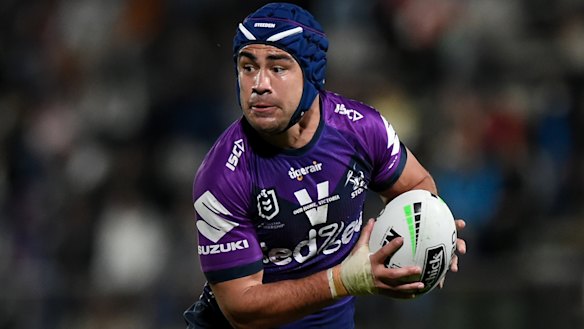 Milestone: Jahrome Hughes plays his 50th game for Storm on Saturday.