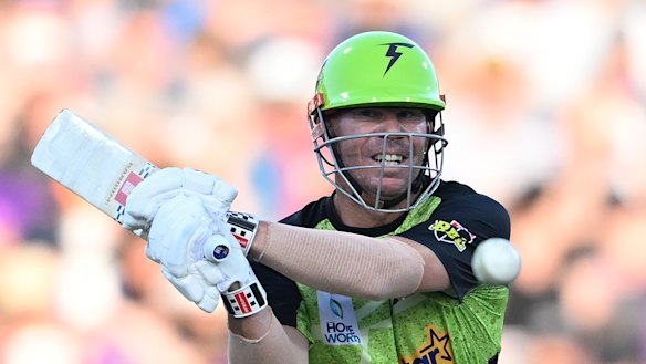 David Warner in action for Sydney Thunder in January.