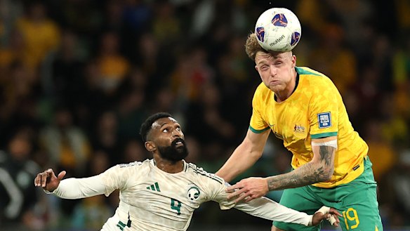 Harry Souttar in action for the Socceroos.