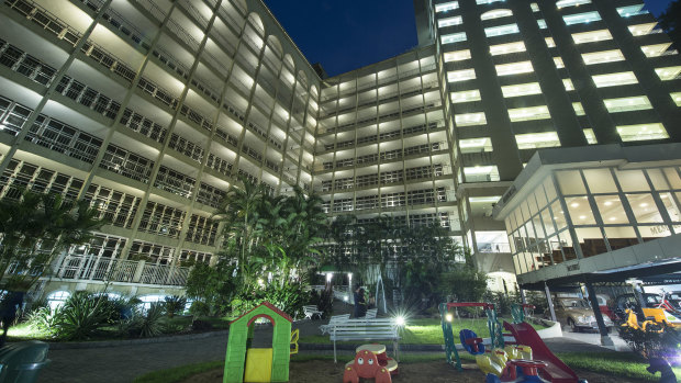 There are 25,000 vertical graveyards at the Memorial Necropole Ecumenica in Santos, Brazil. The vintage car museum sits under the glass chapel on the right.