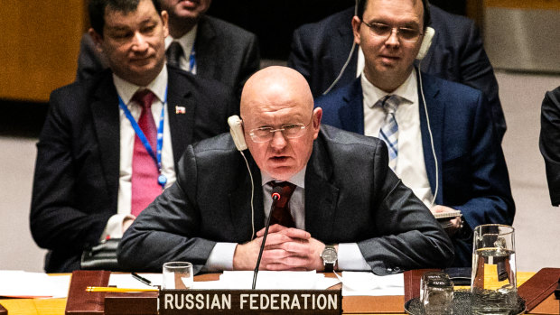 Vasily Nebenzya, Russia's permanent representative to the United Nations, demanded to know if the United States intended to use force.