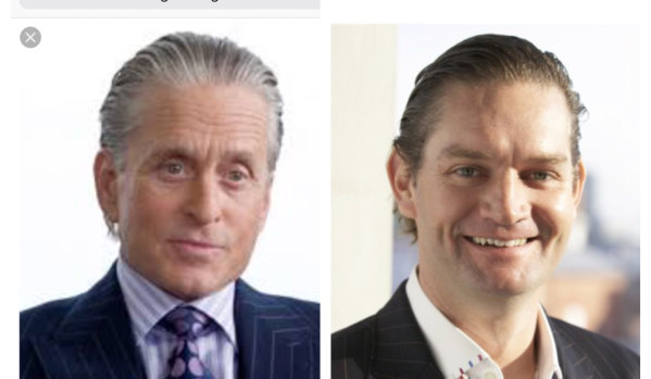 <i>Wall Street</i> character Gordon Gekko, played by Michael Douglas, and bankrupt developer Anton Wilson.