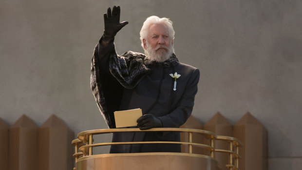 Donald Sutherland as Coriolanus Snow in The Hunger Games: Catching Fire.