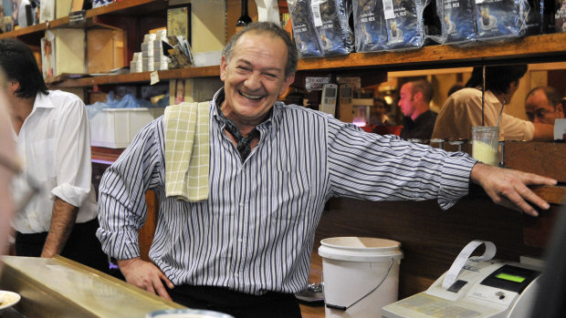 Sisto, with his trademark cravat and smile, in Pellegrini's in 2010.