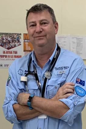Senior paediatric nurse Dominic Sertori worked with local medical staff in Samoa's dedicated measles emergency department. 